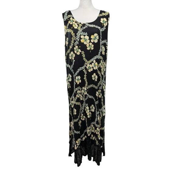 WE BE BOP Midi Dress Plus Size 2X 100% Rayon Long Tropical Floral Tank Sheath - Picture 1 of 8